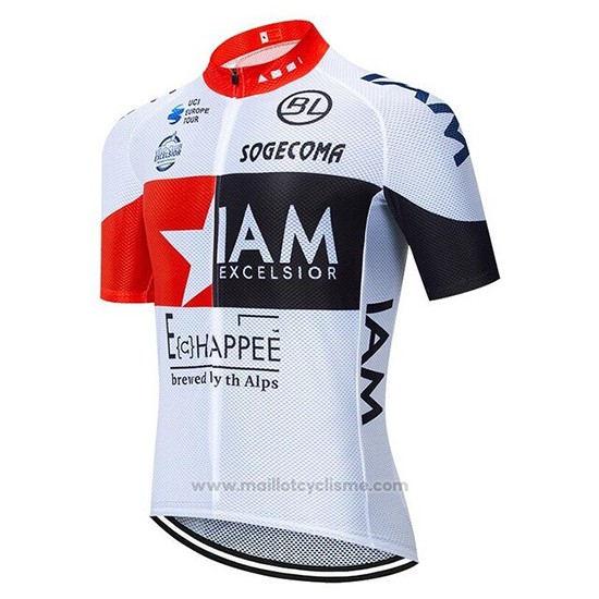 2020 Maillot Cyclisme IAM Blanc Rouge Noir Manches Courtes et Cuissard